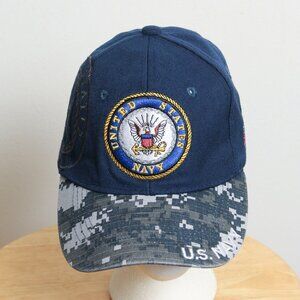 U.S. Navy Digital Camo Brim Hat Mens OS Blue Licenced Baseball Cap